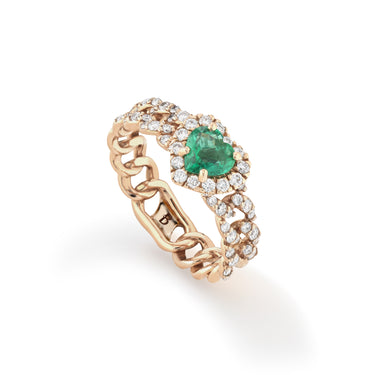 Anello Groumette con Smeraldo taglio cuore e diamanti