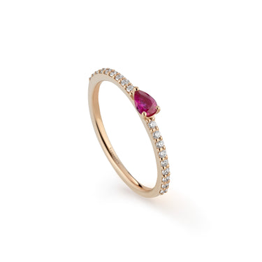 Anello In Oro Rosa Diamanti E Rubino