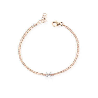 Bracciale oro rosa e fiore di diamanti