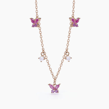 Girocollo in argento rosato con zirconi rosa e bianchi SECRET GARDEN