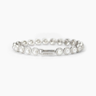 Bracciale tennis in argento con perle e zirconi MILANESIENNE