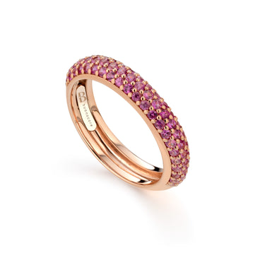 Anello Pavè Zaffiri Rosa