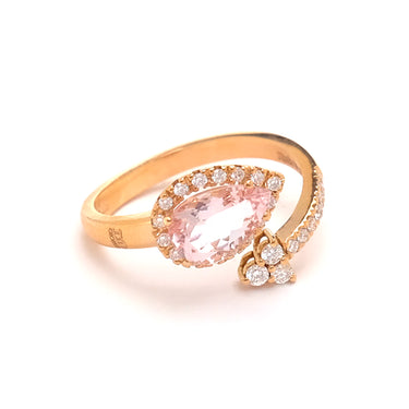 Anello Contrariè Morganite Diamanti e Oro Rosa