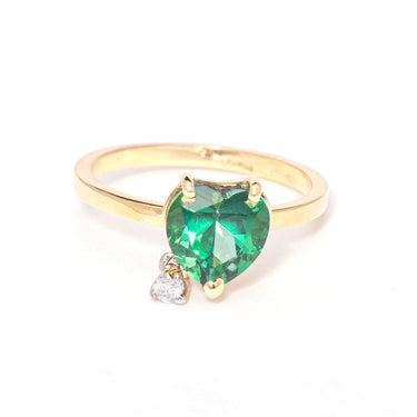 Anello Menta Oro 18KT e Brillante e Topazio verde