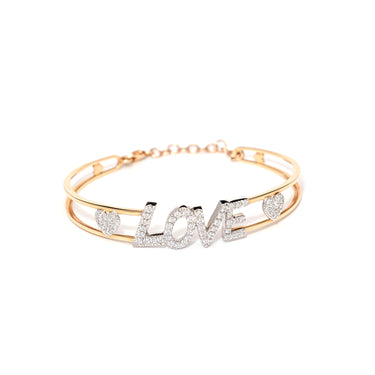 Braccialetto con scritta amore, love, bracciale rigido in oro con lettere 