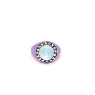 Anello Cabochon Azzurro E Smalto