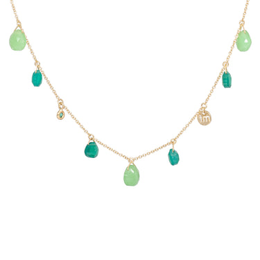 Collana Malafimmina Mollami Oro, Tzavorrite e Quarzo verdei Oro Giallo 18kt  Collezione Malafimmina Menta