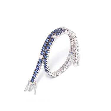 Bracciale Tennis Oro Bianco Zaffiri Blu e Diamanti