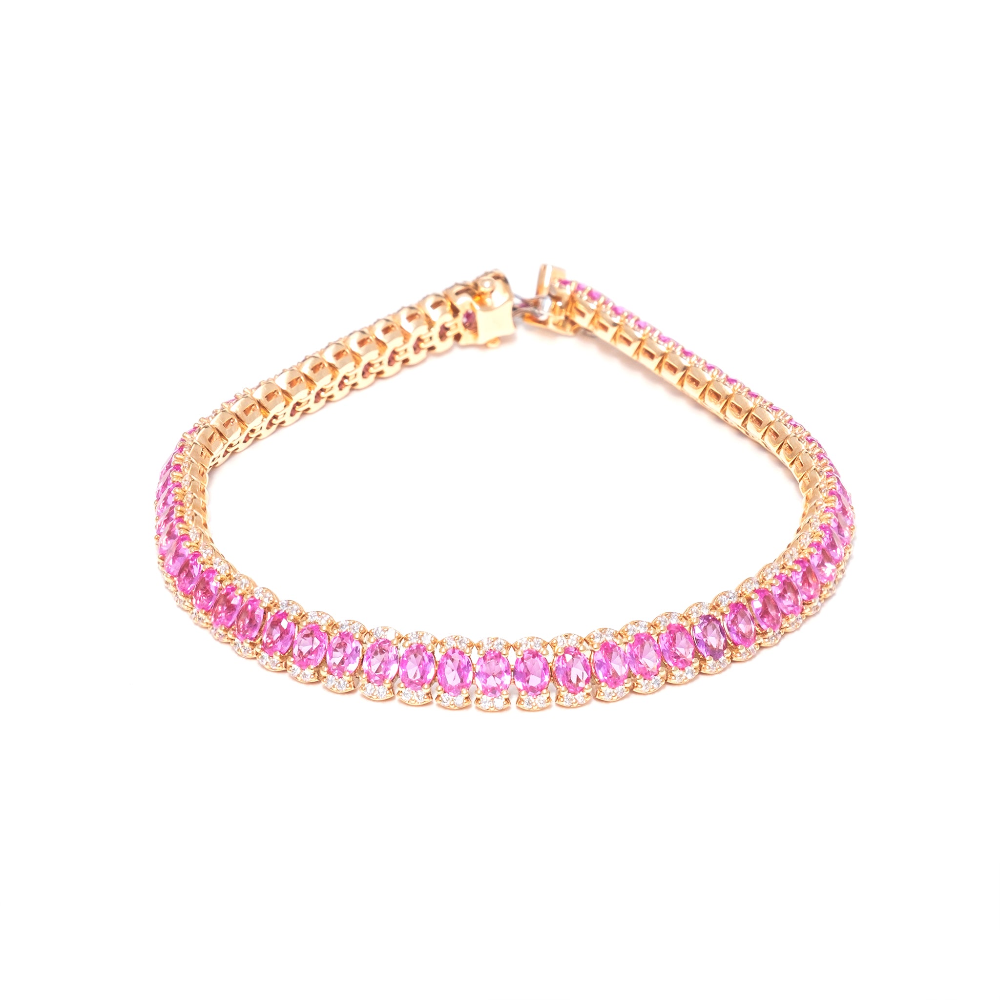 Collana Tennis Zaffiri Rosa