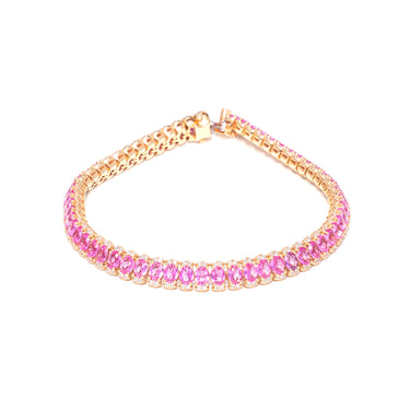 Bracciale Tennis  Zaffiri rosa, diamanti, oro rosa