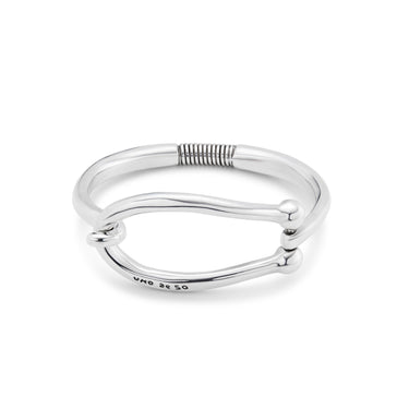 Bracciale rigido placcato argento Sterling maglia grande e molla interna