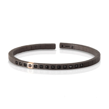 BRACCIALE UOMO IN TITANIO, ORO ROSSO 9 KT, DIAMANTI BLACK.