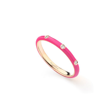 Anello In Oro Rosa E Smalto Fucsia