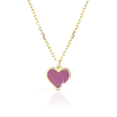 Collana bimba con cuore, cuoricino rosa, collanina battesimo oro 