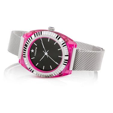 Orologio Saint Tropez Maglia Milanese Silver Nero/Fucsia