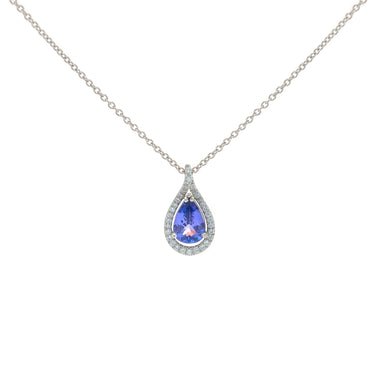 Collana Contorno Diamanti Goccia Di Tanzanite