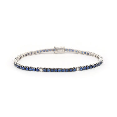 Bracciale Tennis Oro Bianco Zaffiri Blu e Diamanti