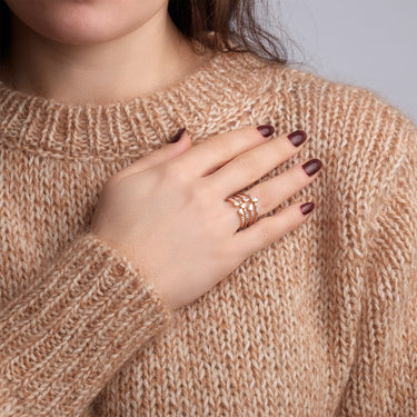 Anello Fascia Multifili Oro Rosa e Diamanti