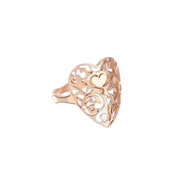 Anello Cuore Vittoriano Traforato Oro Rosa